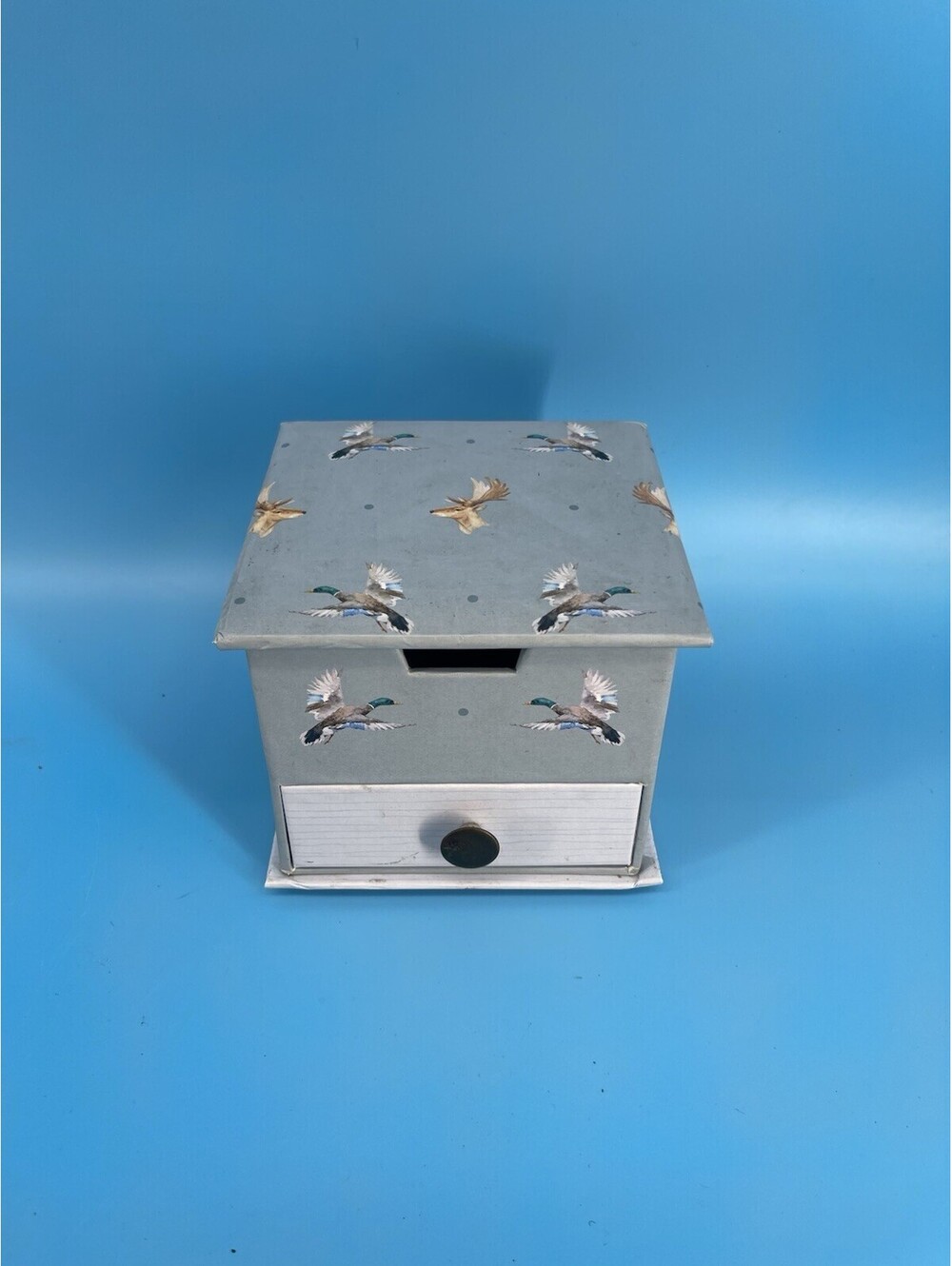 Vintage Cardboard Storage Box Drawer Ducks Deer‎ Hunting Cabin Decor